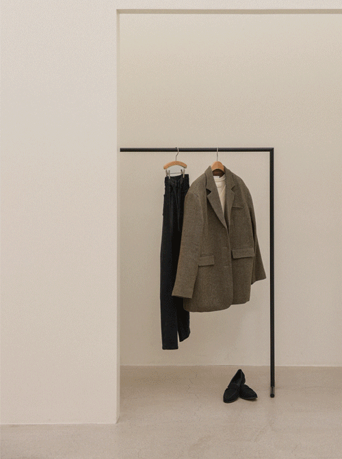 モカブルヘリンボーンウールジャケットZ374