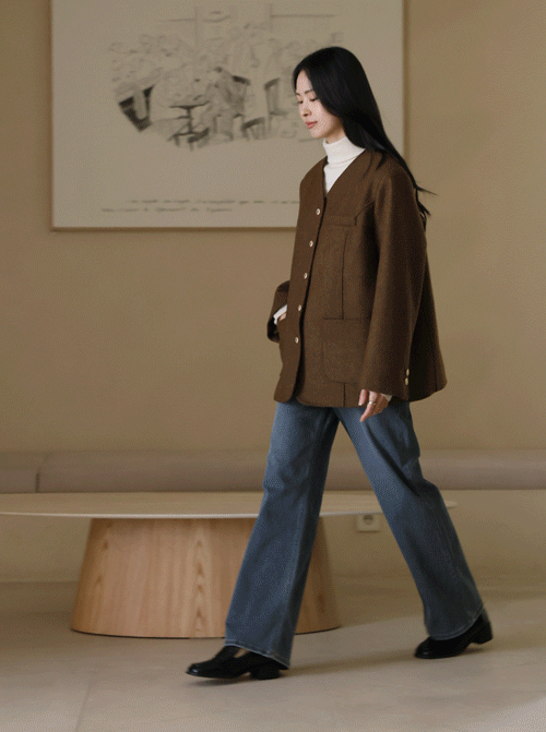 プラテカラーなしウールジャケット Z412