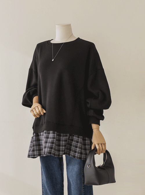 アベンスチェックフリルマンツーマンTシャツT11141