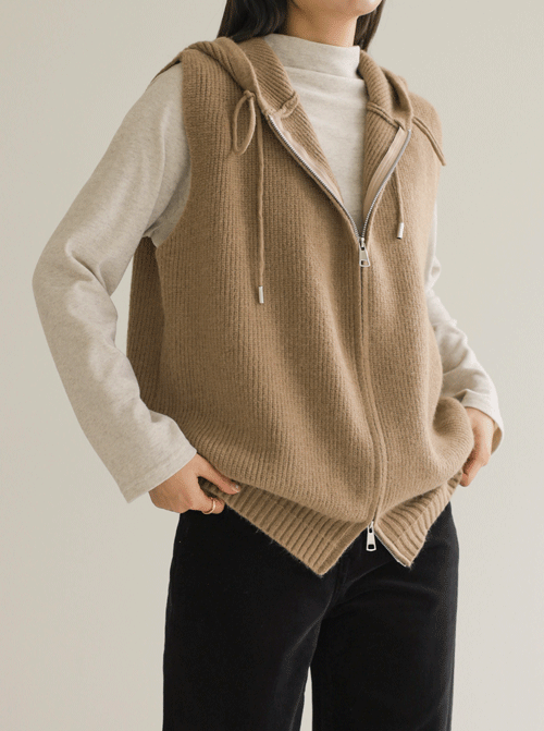 メロンドフードニットベスト U6104