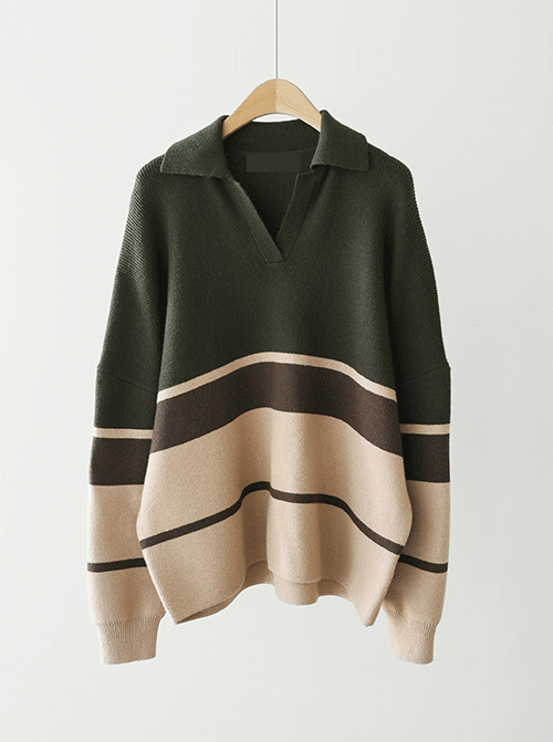 テロナブイネックカラーニットK4202