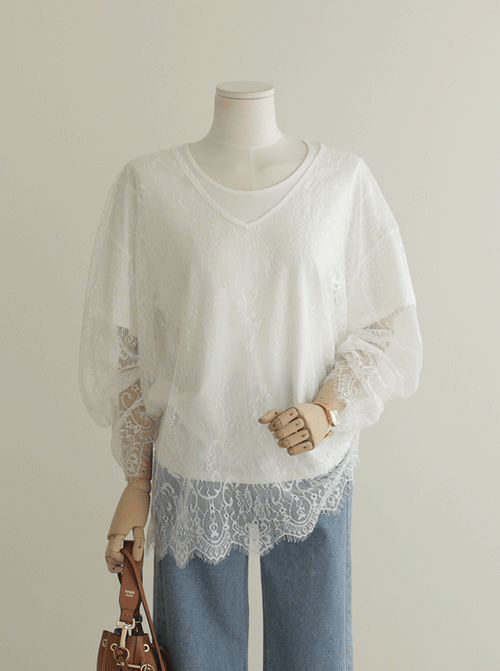 ホジロンレースブラウスY004