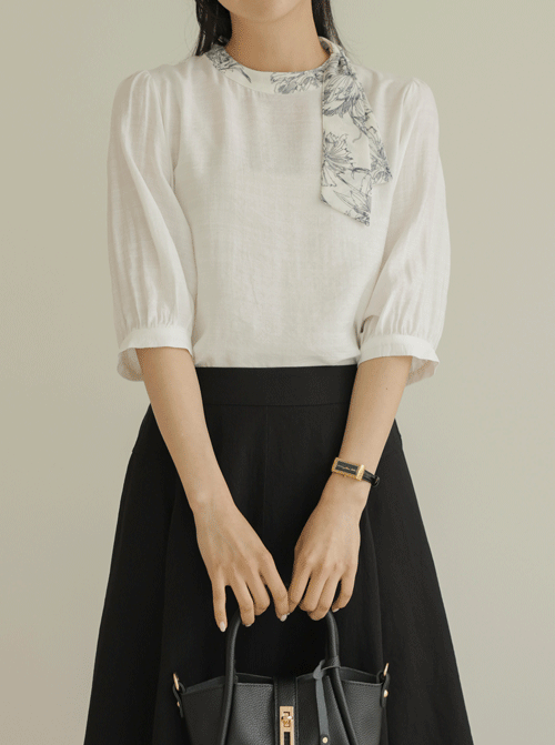 えひり配色タイブラウス T11953